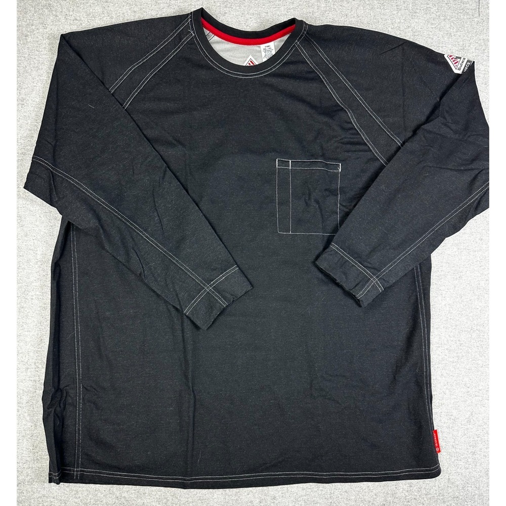 Bulwark FR iQ Series Shirt 3X Black Long Sleeve Pocket Tee CAT 2